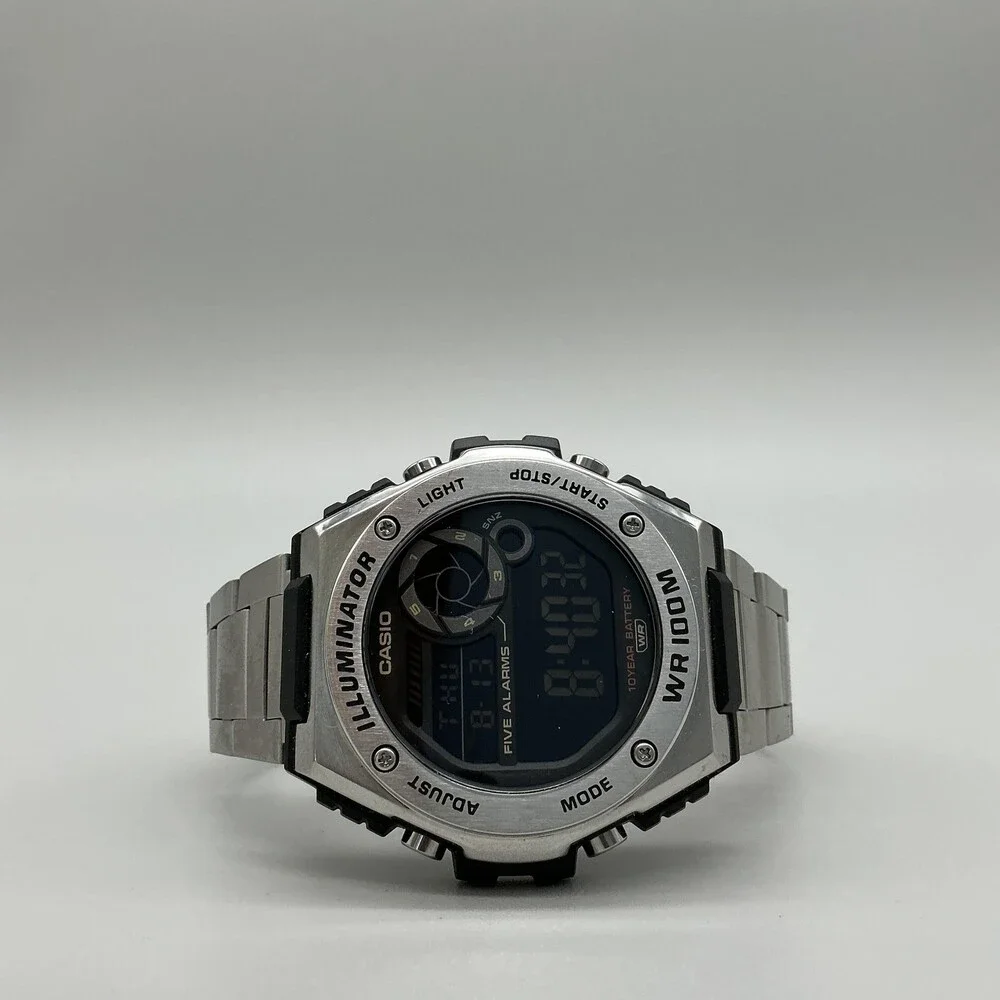 Casio Illuminator 3487 MWD-100H Mens Watch 51mm Black Digital Stainless Alarm